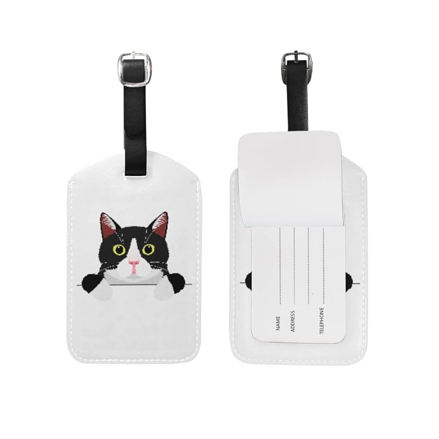 Amazon.co.jp: Akiraki ネームタグ 荷物タグ かわいい ねこ 猫柄